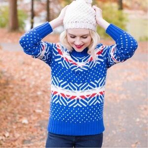 Abercrombie & Fitch Blue and White Cowl Sweater